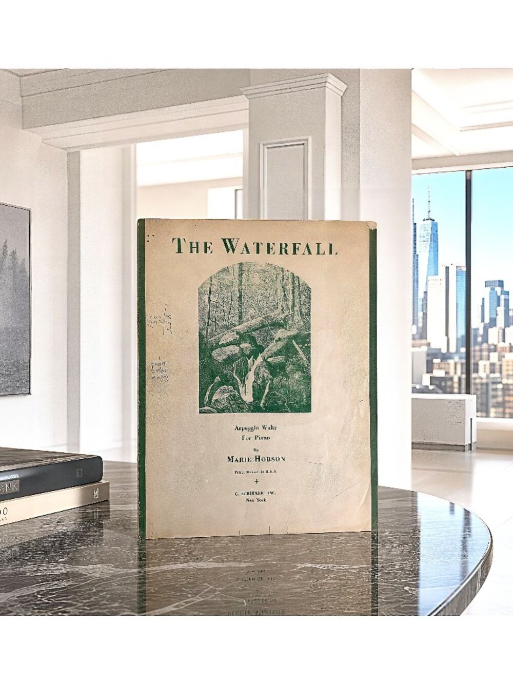 Vintage The Waterfall Arpeggio Waltz Piano Sheet Music Marie Hobson 9x12